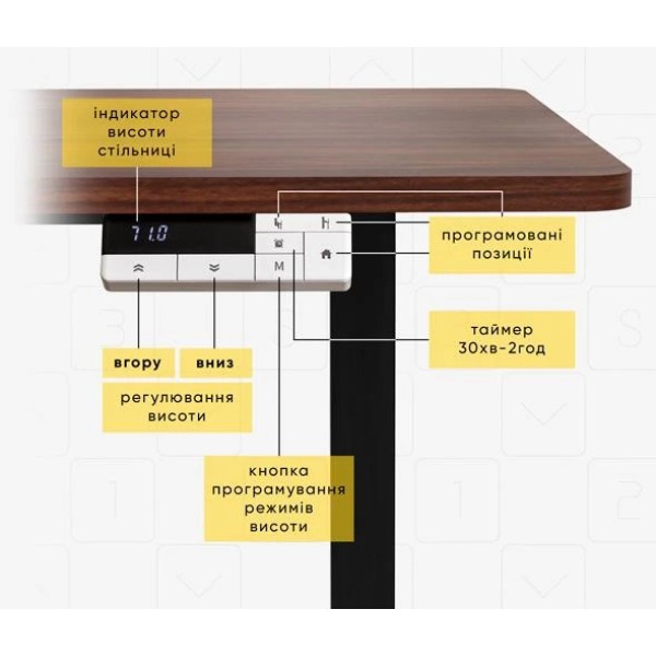 Фото - Стол с электрорегулировкой высоты Mealux PowerDesk Lite Walnut (EVO-201 Lite Walnut /B)